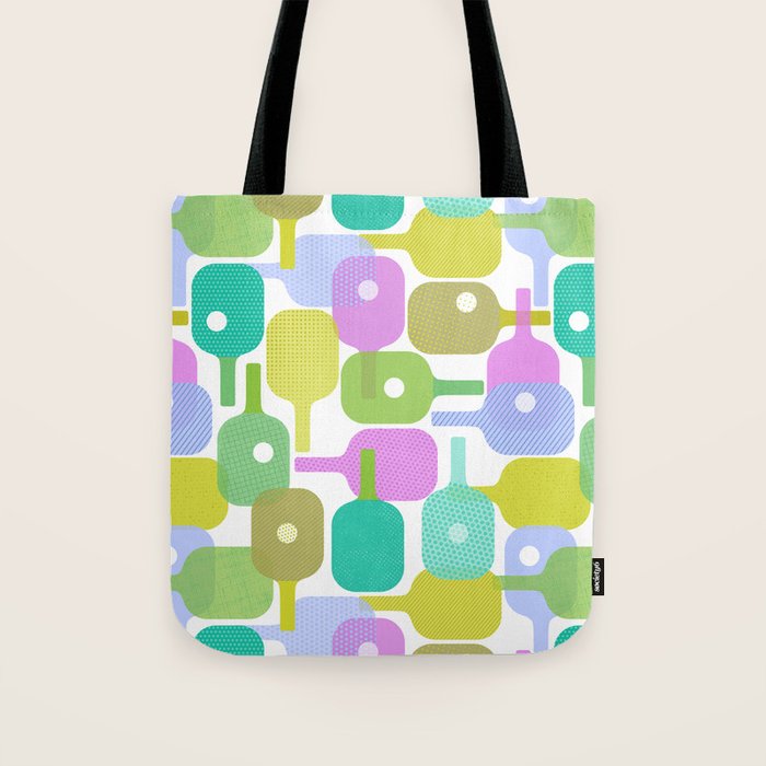 Mid Century Abstract Pickleball Shapes Tote Bag Gallery Image 1