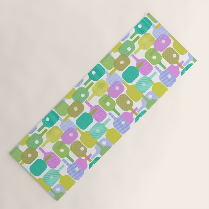 Mid Century Abstract Pickleball Shapes Yoga Mat Gallery Image 1