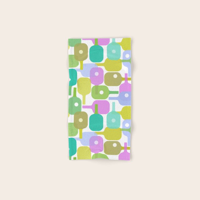 Mid Century Abstract Pickleball Shapes Bath Towel Gallery Image 1