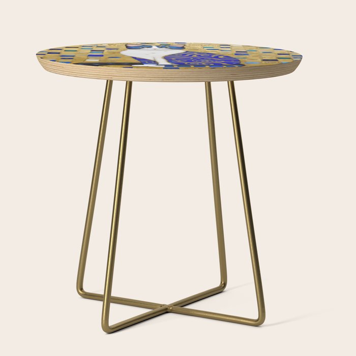 Blue and Gold Klimt Tabby Cat in Geometric Surroundings  Side Table Gallery Image 1
