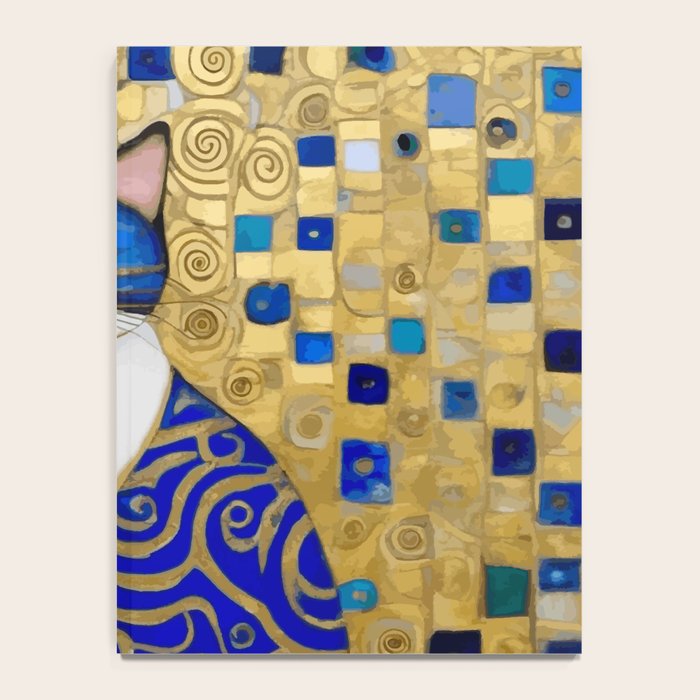 Blue and Gold Klimt Tabby Cat in Geometric Surroundings  Notebook Gallery Image 4