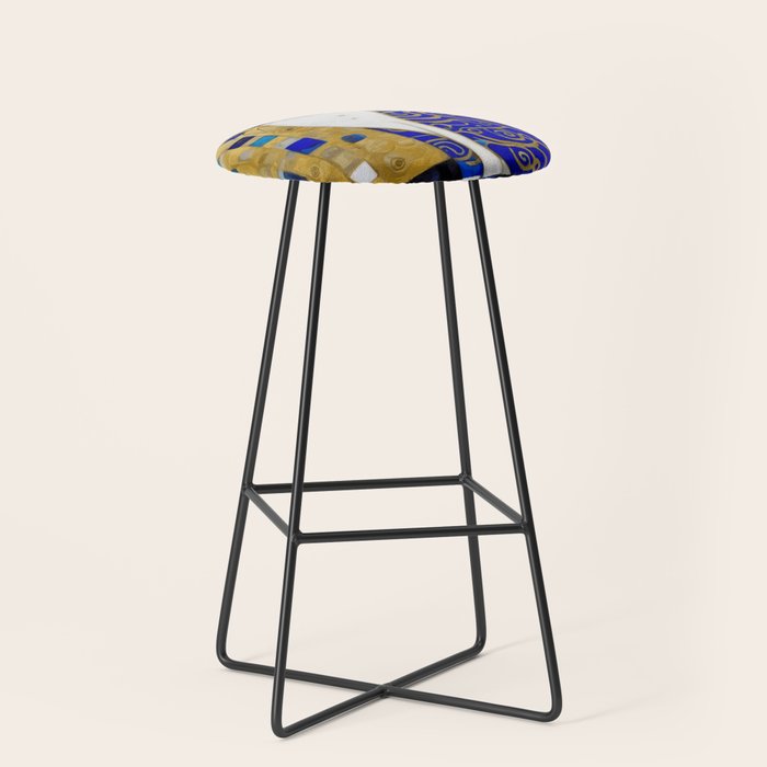 Blue and Gold Klimt Tabby Cat in Geometric Surroundings  Stool Gallery Image 1