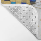 Blue and Gold Klimt Tabby Cat in Geometric Surroundings  Bath Mat Gallery Image 2