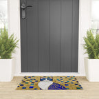 Blue and Gold Klimt Tabby Cat in Geometric Surroundings  Welcome Mat Gallery Image 3