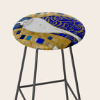 Blue and Gold Klimt Tabby Cat in Geometric Surroundings  Stool Gallery Image 2