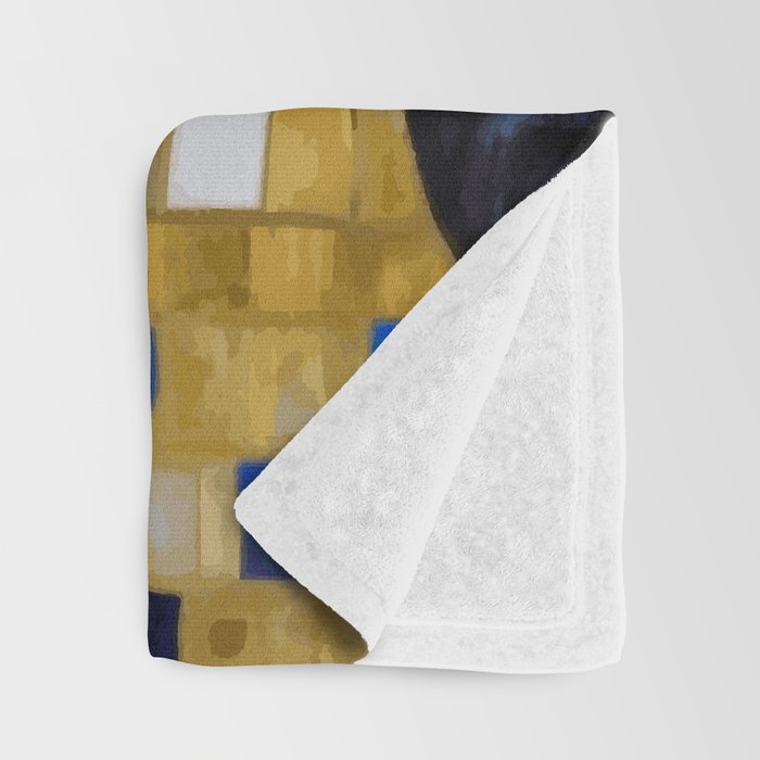Blue and Gold Klimt Tabby Cat in Geometric Surroundings  Throw Blanket Gallery Image 3