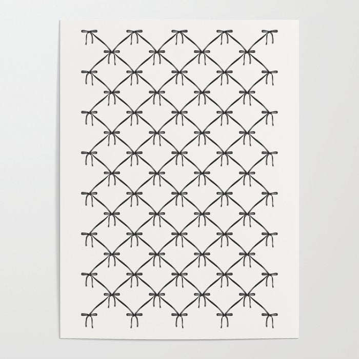 Bows & Ribbons Pattern IV Black and White Poster Gallery Image 1