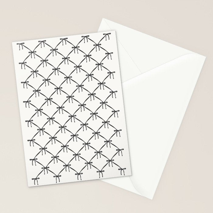 Bows & Ribbons Pattern IV Black and White Stationery Card Gallery Image 2