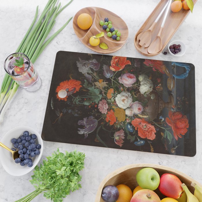 Still Life with Flowers and a Watch (c. 1660 - c. 1679)  Cutting Board Gallery Image 2