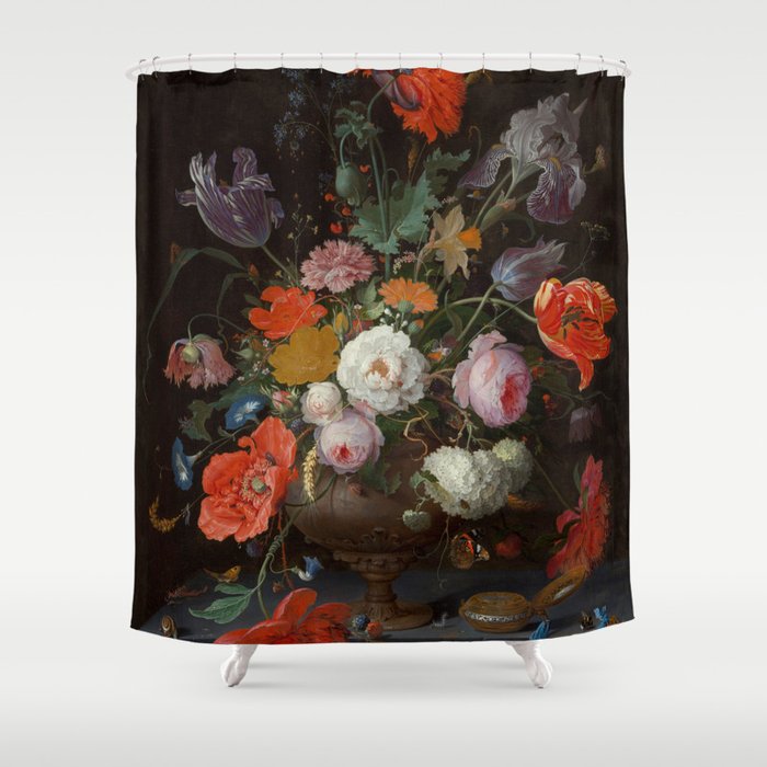 Still Life with Flowers and a Watch (c. 1660 - c. 1679)  Shower Curtain Gallery Image 1