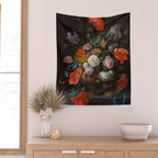 Still Life with Flowers and a Watch (c. 1660 - c. 1679)  Wall Tapestry Gallery Image 2