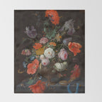 Still Life with Flowers and a Watch (c. 1660 - c. 1679)  Throw Blanket Gallery Image 2