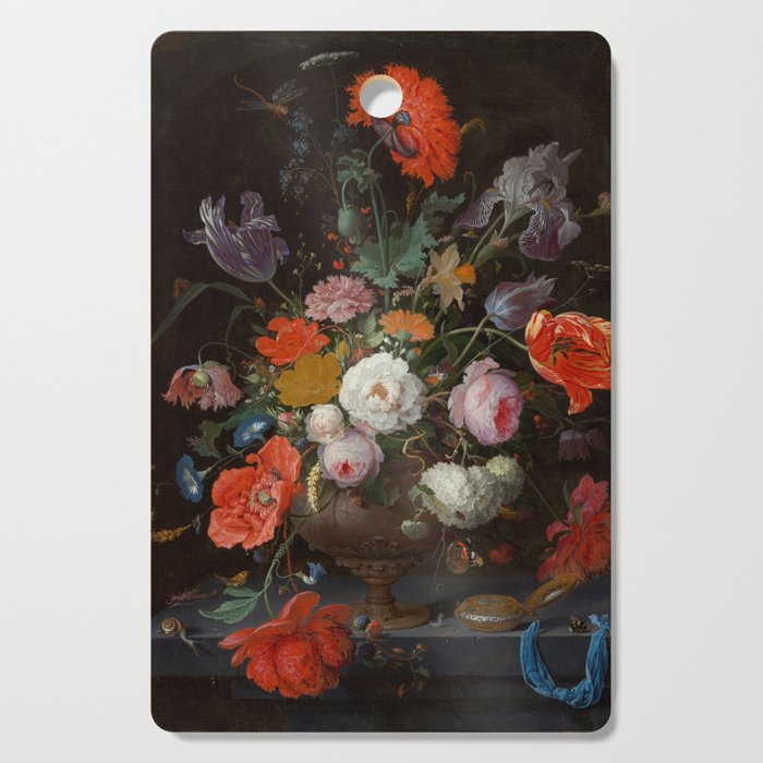 Still Life with Flowers and a Watch (c. 1660 - c. 1679)  Cutting Board Gallery Image 1