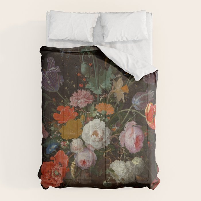 Still Life with Flowers and a Watch (c. 1660 - c. 1679)  Comforter Gallery Image 1