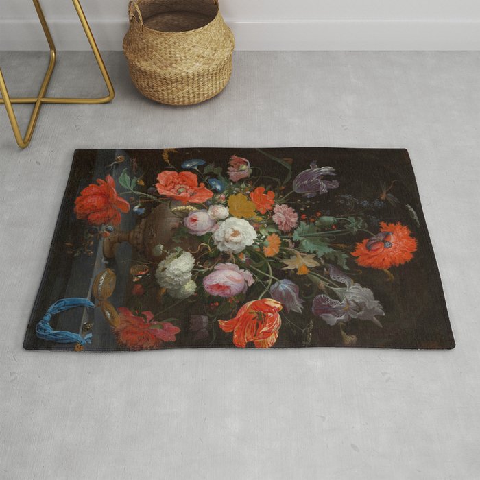 Still Life with Flowers and a Watch (c. 1660 - c. 1679)  Rug Gallery Image 1