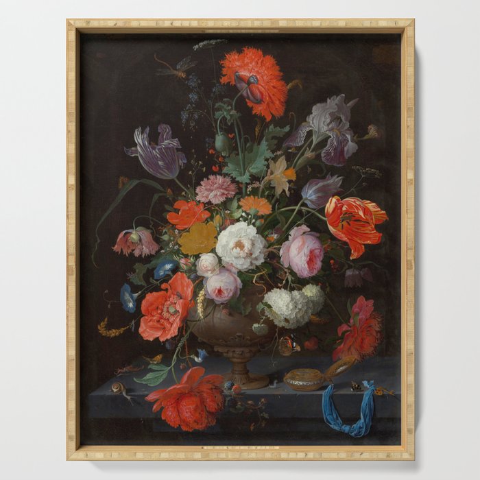 Still Life with Flowers and a Watch (c. 1660 - c. 1679)  Serving Tray Gallery Image 1