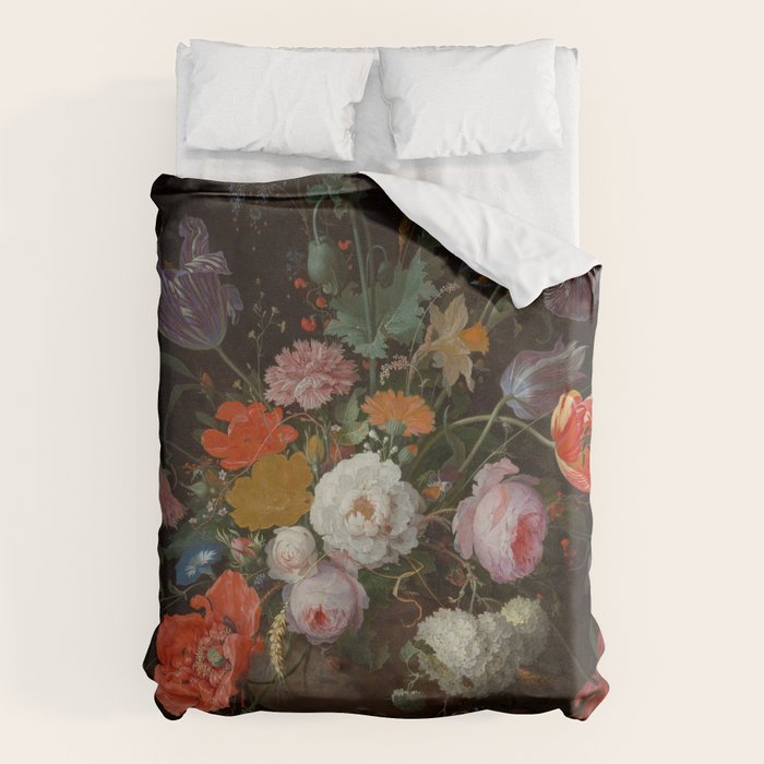 Still Life with Flowers and a Watch (c. 1660 - c. 1679)  Duvet Cover Gallery Image 6