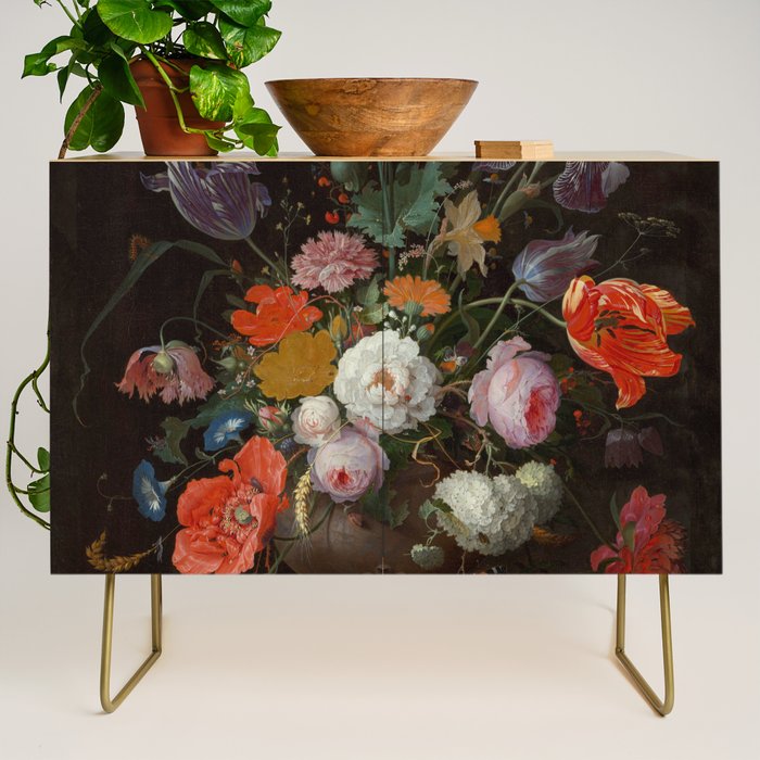 Still Life with Flowers and a Watch (c. 1660 - c. 1679)  Credenza Gallery Image 1