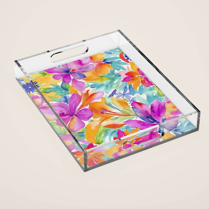 Fragments Of Botanical Memory Multicolor Flowers Acrylic Tray Gallery Image 1