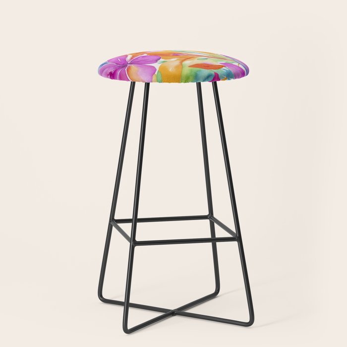 Fragments Of Botanical Memory Multicolor Flowers Stool Gallery Image 1