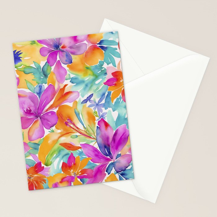 Fragments Of Botanical Memory Multicolor Flowers Stationery Card Gallery Image 2
