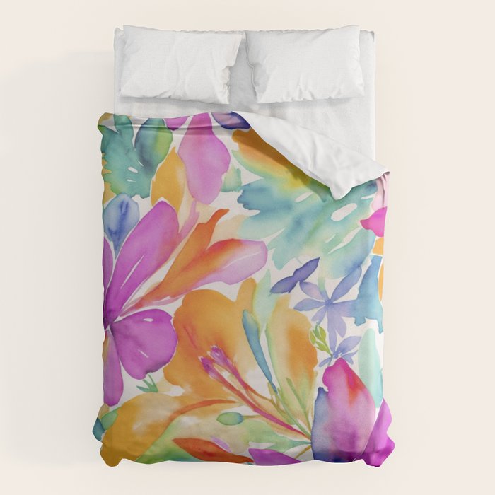 Fragments Of Botanical Memory Multicolor Flowers Duvet Cover Gallery Image 6