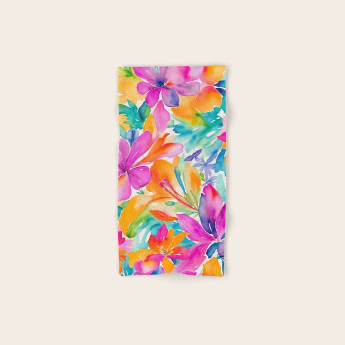 Fragments Of Botanical Memory Multicolor Flowers Bath Towel Gallery Image 1