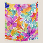 Fragments Of Botanical Memory Multicolor Flowers Wall Tapestry Gallery Image 4