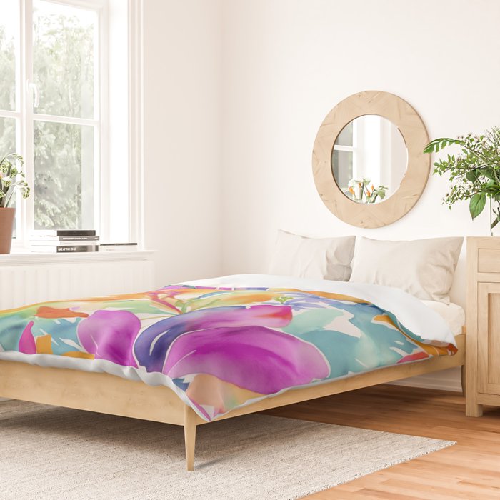 Fragments Of Botanical Memory Multicolor Flowers Duvet Cover Gallery Image 2