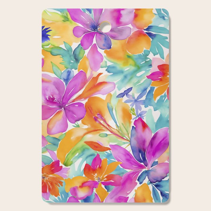 Fragments Of Botanical Memory Multicolor Flowers Cutting Board Gallery Image 1