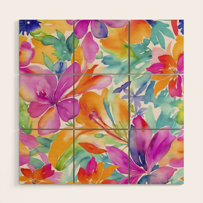 Fragments Of Botanical Memory Multicolor Flowers Wood Wall Art Gallery Image 1