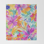Fragments Of Botanical Memory Multicolor Flowers Throw Blanket Gallery Image 2