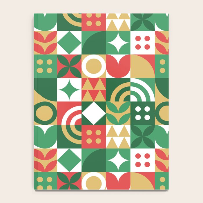Geometric christmas holiday mosaic pattern Notebook Gallery Image 4