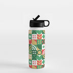 Geometric christmas holiday mosaic pattern Water Bottle Gallery Image 1
