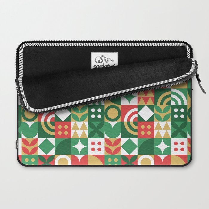 Geometric christmas holiday mosaic pattern Laptop Sleeve Gallery Image 2