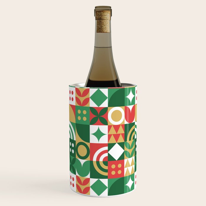 Geometric christmas holiday mosaic pattern Wine Chiller Gallery Image 2