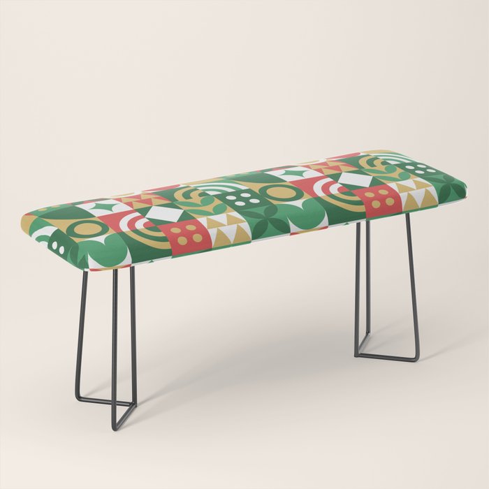 Geometric christmas holiday mosaic pattern Bench Gallery Image 1