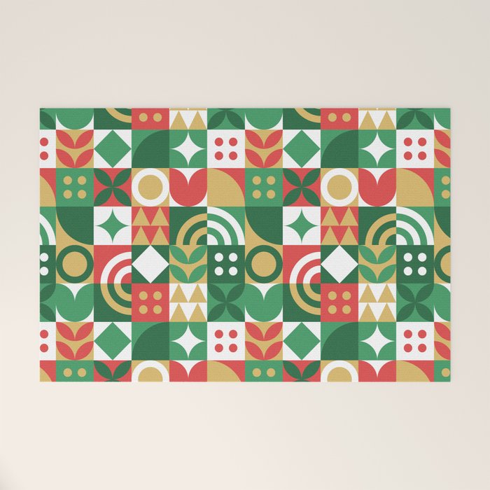 Geometric christmas holiday mosaic pattern Welcome Mat Gallery Image 1