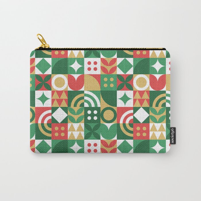 Geometric christmas holiday mosaic pattern Carry All Pouch Gallery Image 1