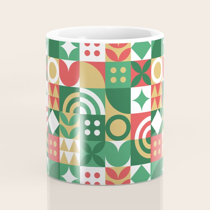 Geometric christmas holiday mosaic pattern Coffee Mug Gallery Image 4
