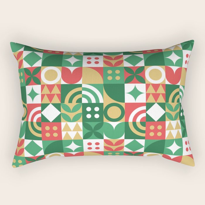 Geometric christmas holiday mosaic pattern Rectangular Pillow Gallery Image 2