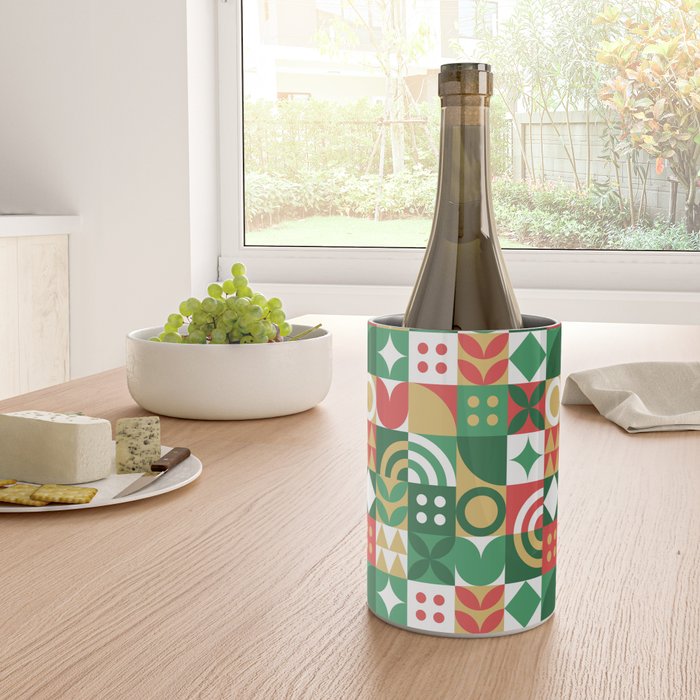 Geometric christmas holiday mosaic pattern Wine Chiller Gallery Image 4
