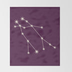 Gemini Zodiac Star Constellation Line Art Plum Purple Throw Blanket Gallery Image 2
