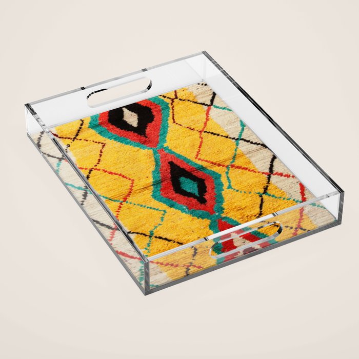 Antique Moroccan Rug Print Acrylic Tray Gallery Image 1