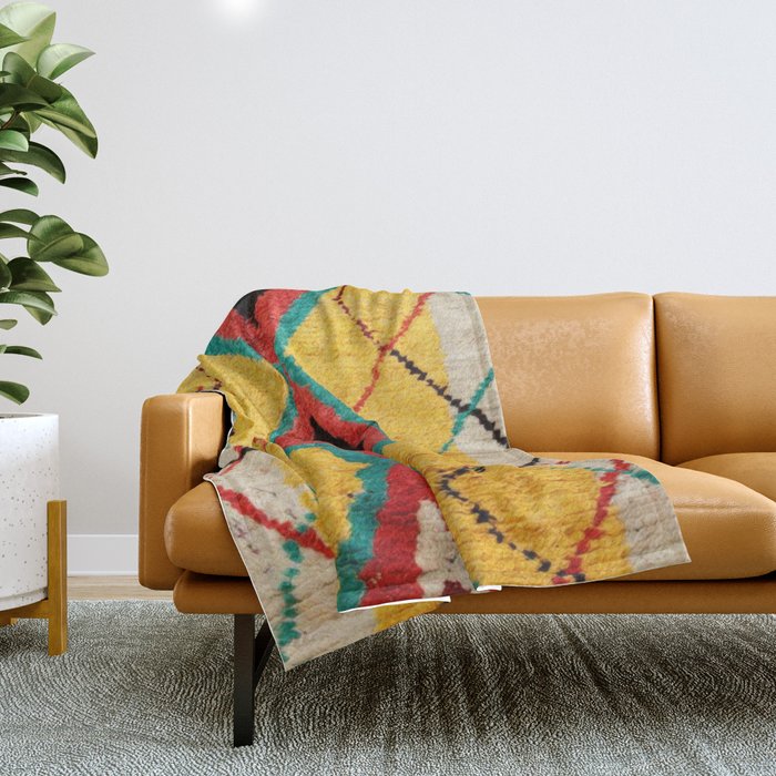 Antique Moroccan Rug Print Throw Blanket Gallery Image 1