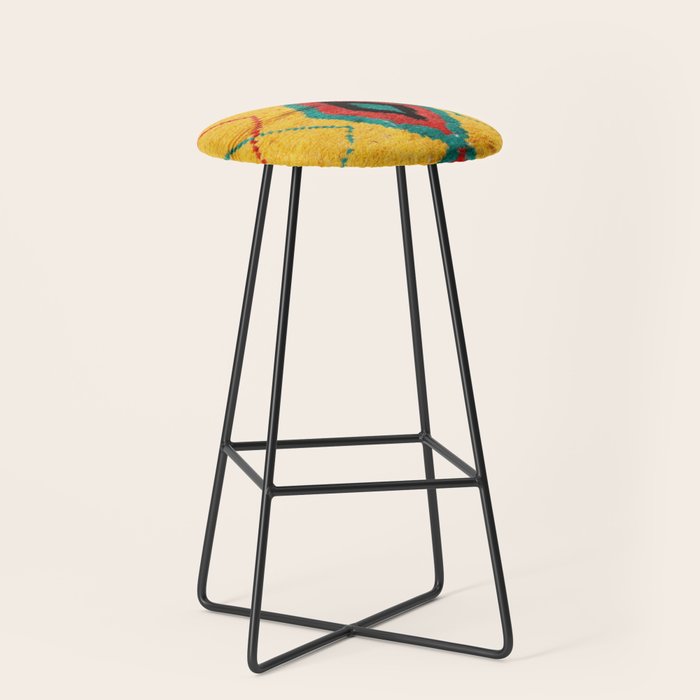 Antique Moroccan Rug Print Stool Gallery Image 1