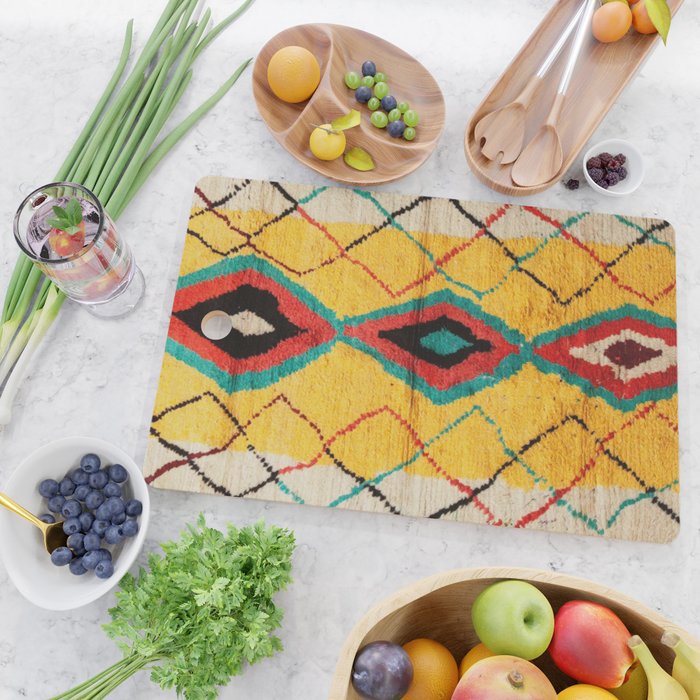 Antique Moroccan Rug Print Cutting Board Gallery Image 2