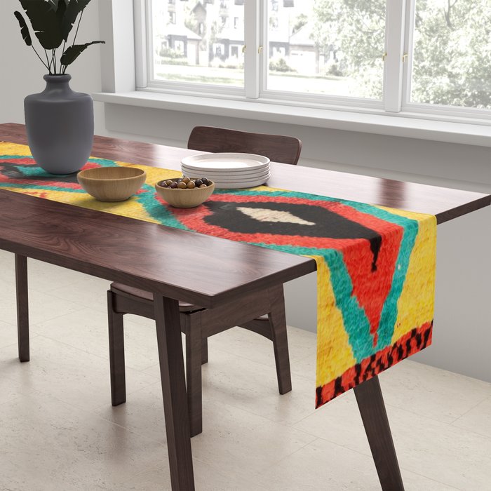 Antique Moroccan Rug Print Table Runner Gallery Image 2