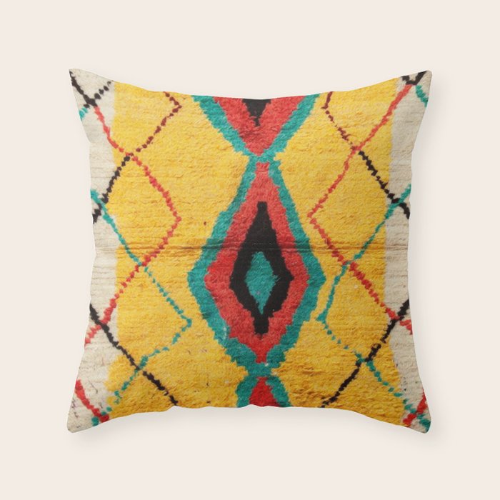 Antique Moroccan Rug Print Throw Pillow Gallery Image 6