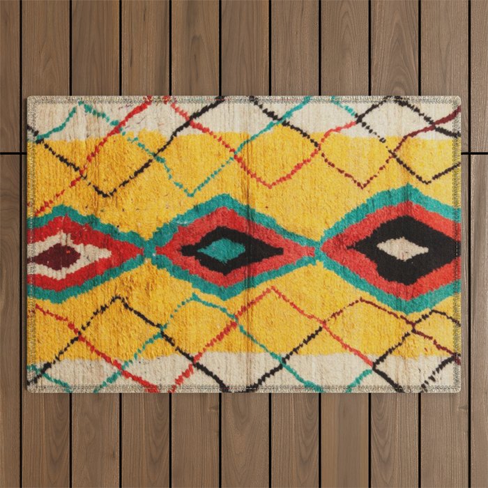 Antique Moroccan Rug Print Outdoor Rug Gallery Image 1